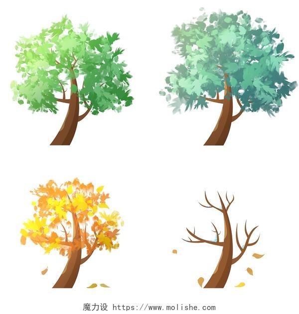 卡通手绘树四季变化小素材植物